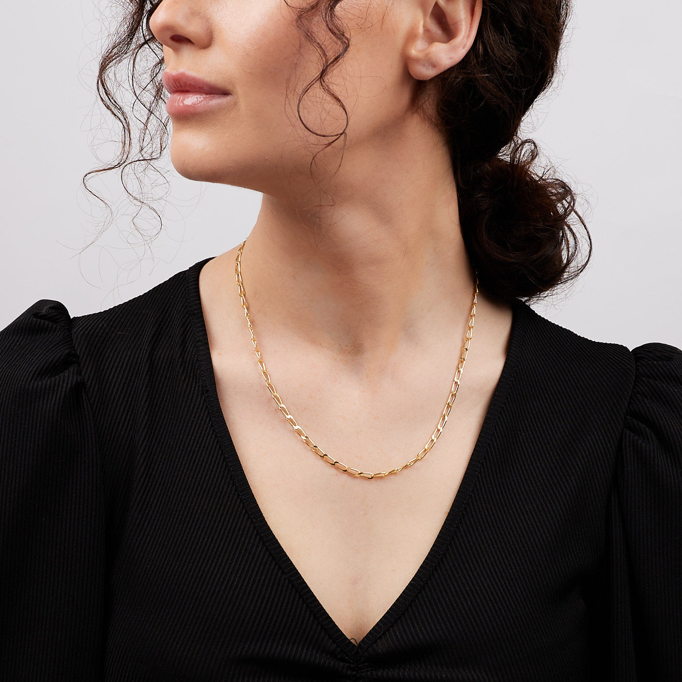 Women's Necklace, 925 Sterling Silver Link Paperclip Chain, Yellow Gold Colour
