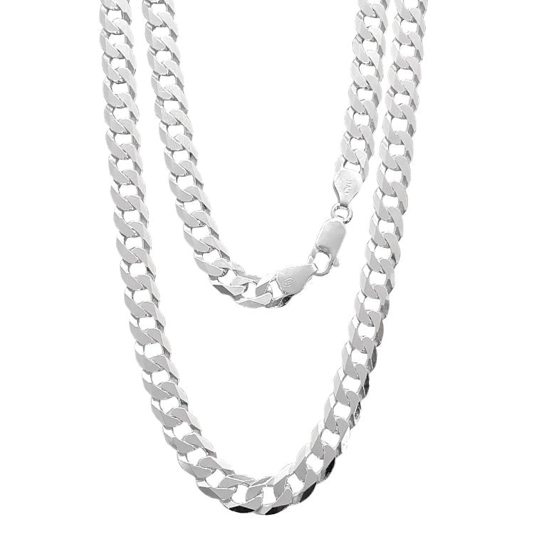 Silver 8mm Curb Chain For Men
