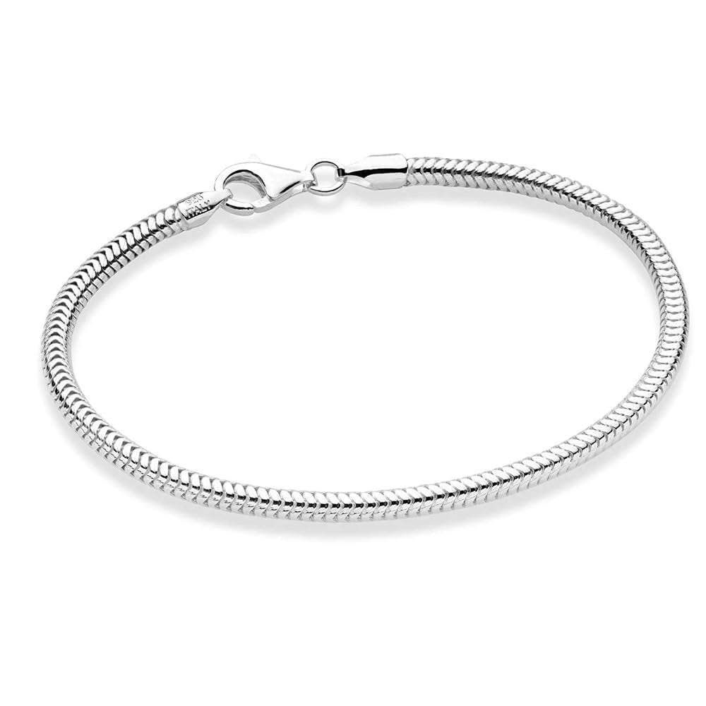 Silver Snake Chain Bracelet For Men and Women | 925 Sterling Silver 2.3mm Thick Snake Chain - Made in Italy
