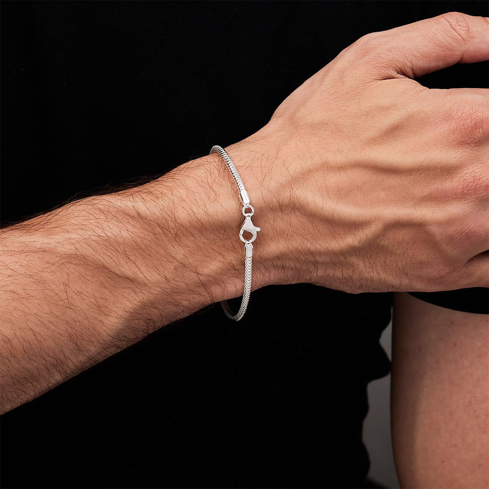Silver Snake Chain Bracelet For Men and Women | 925 Sterling Silver 2.3mm Thick Snake Chain - Made in Italy