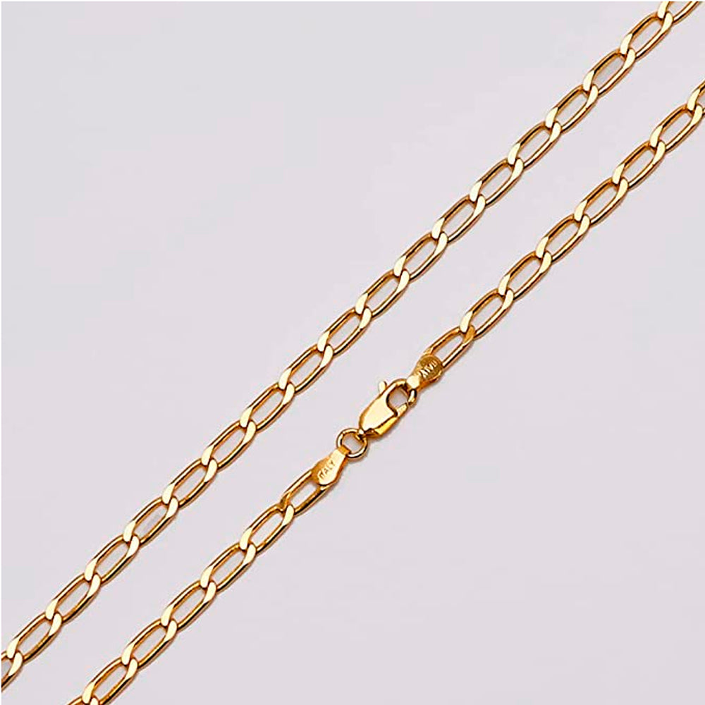 Women's Necklace, 925 Sterling Silver Link Paperclip Chain, Yellow Gold Colour