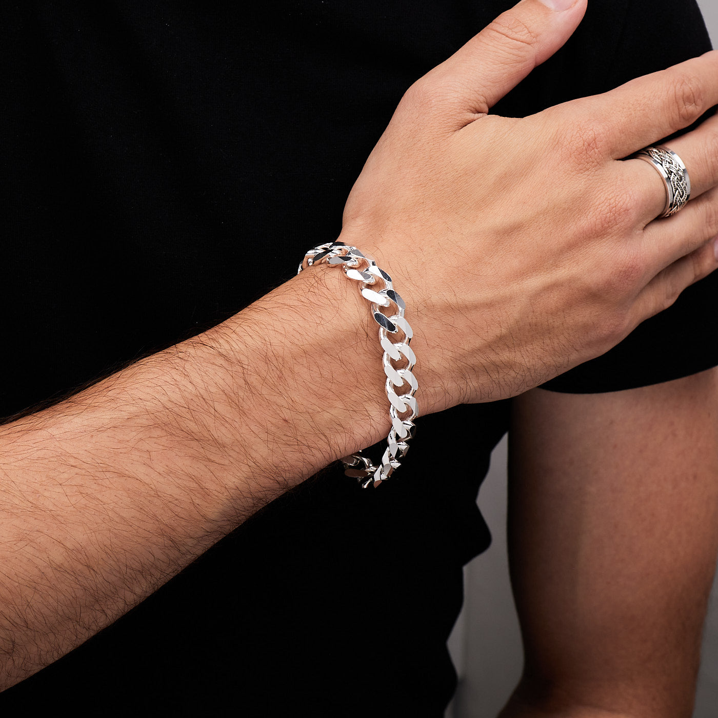 Super Heavy 11.5mm Solid 925 Sterling Silver Curb Chain Bracelet For Men