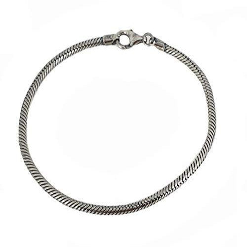 Oxidised Sterling Silver Snake Chain Bracelet for Men and Women