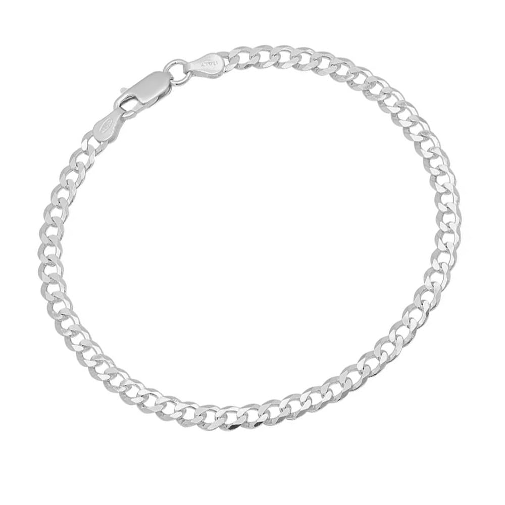 Men's Silver Chain Bracelet | 5mm Curb Chain Bracelet For Men Made in Italy