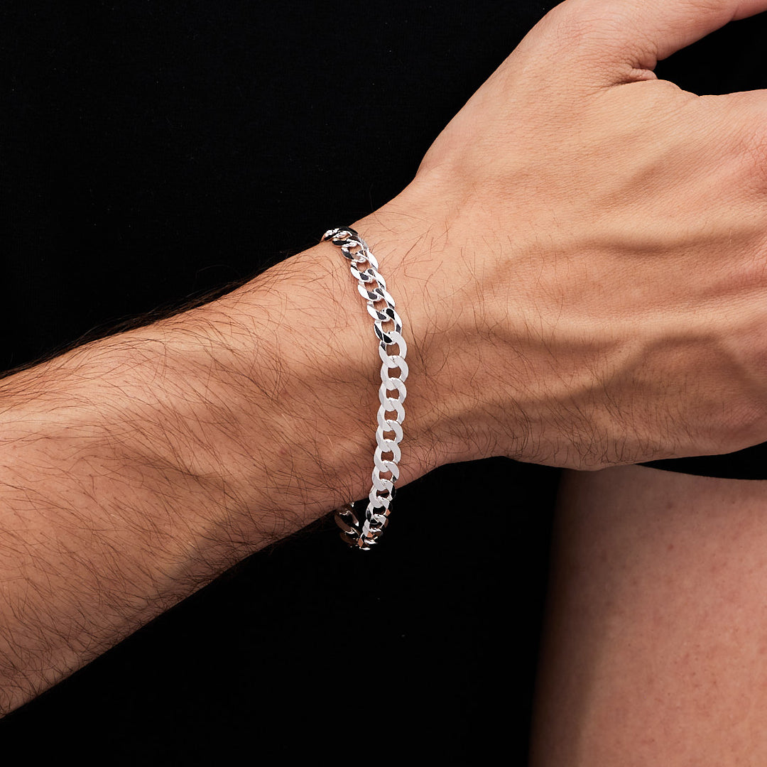 Mens Womens 6.2mm Curb Chain Bracelet 925 Sterling Silver