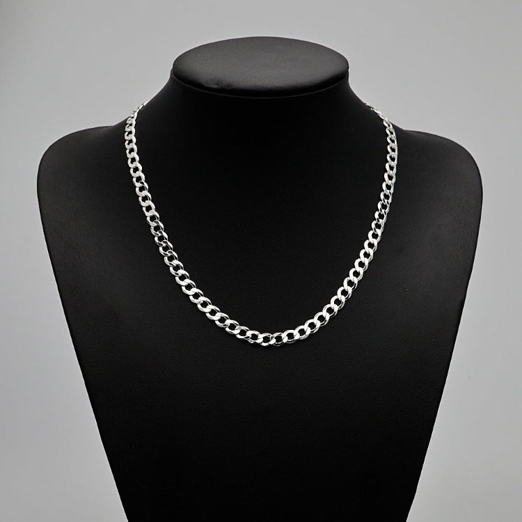 Men's, Women's 7mm Silver Curb Chain  