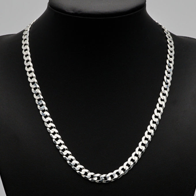 Silver 8mm Curb Chain For Men