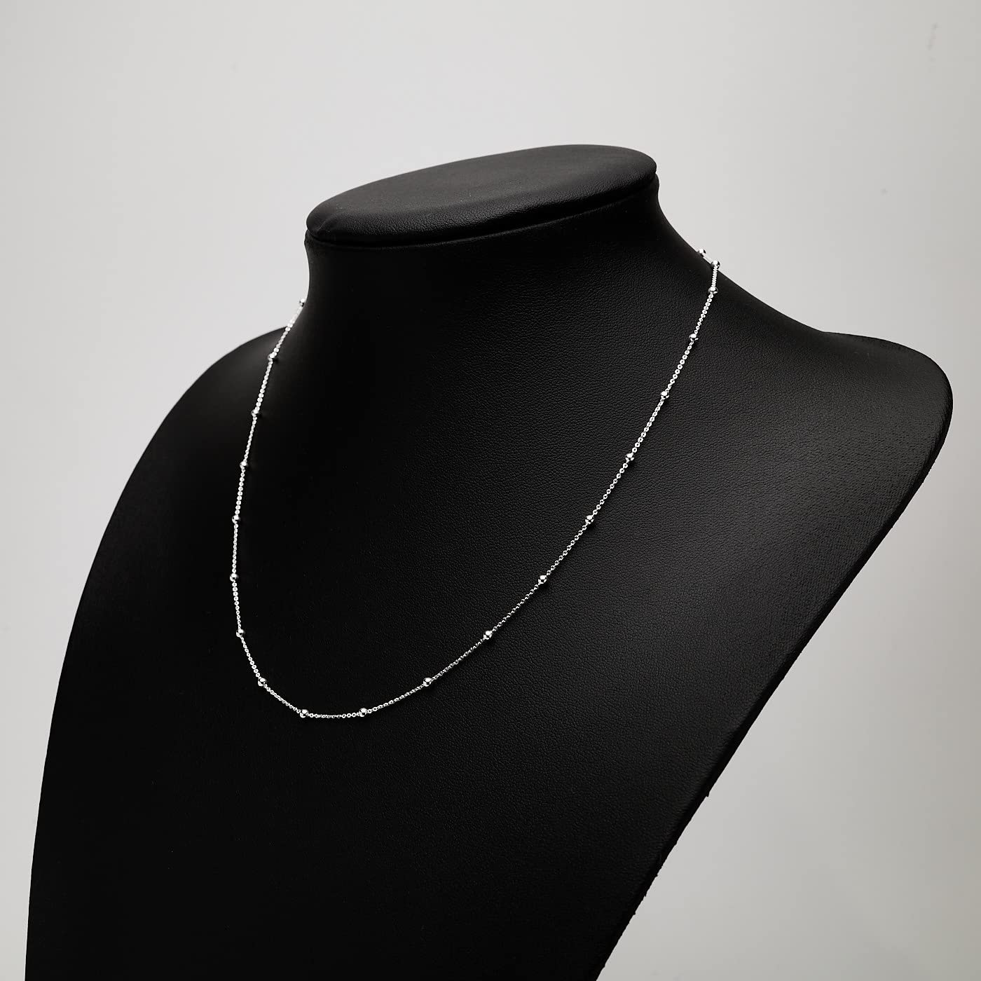 Elegant Women's 925 Sterling Silver Anchor Trace Ball Beaded Chain Necklace