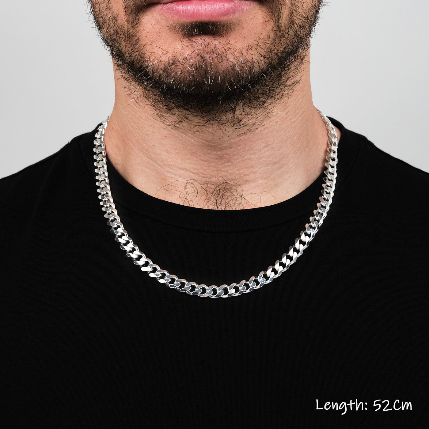 silver chain for men curb 21In