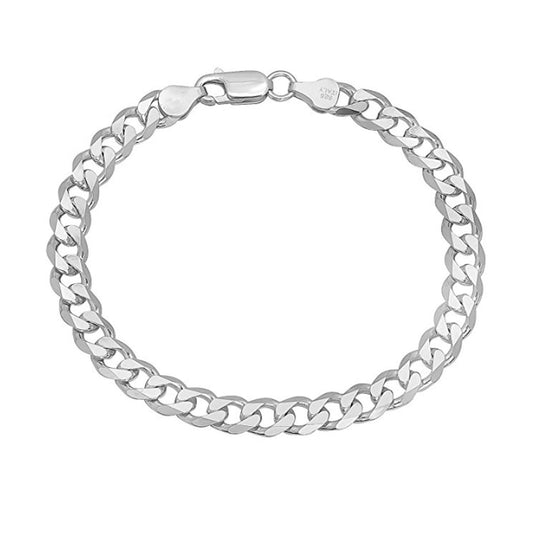 mens solid silver curb chain bracelet