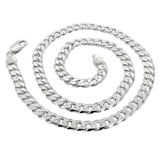 Men's, Women's 7mm Silver Curb Chain  