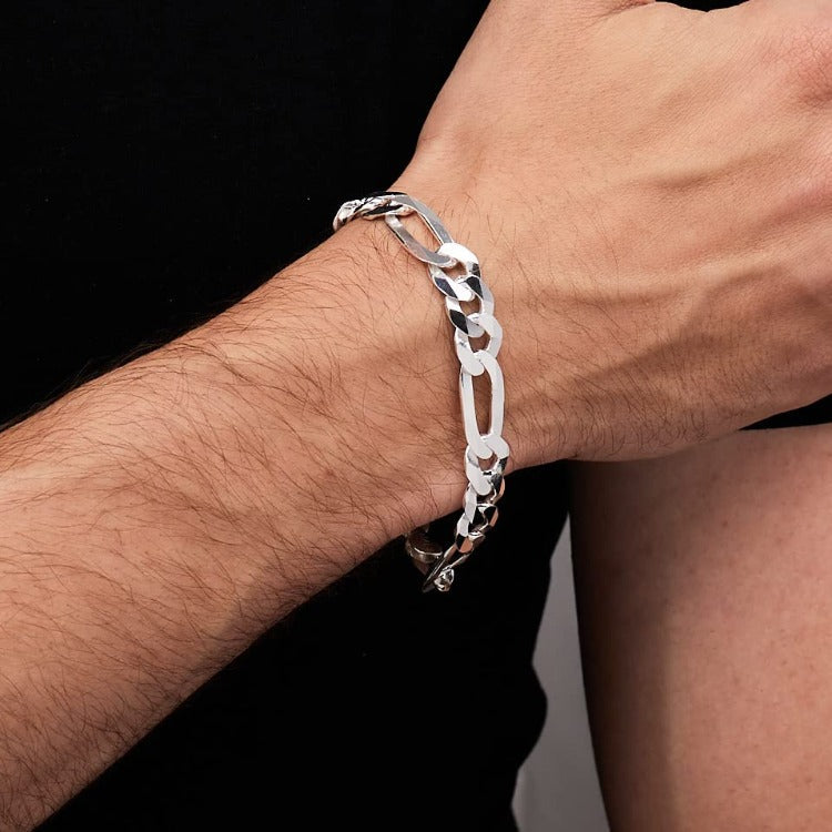  silver figaro chain bracelet for men