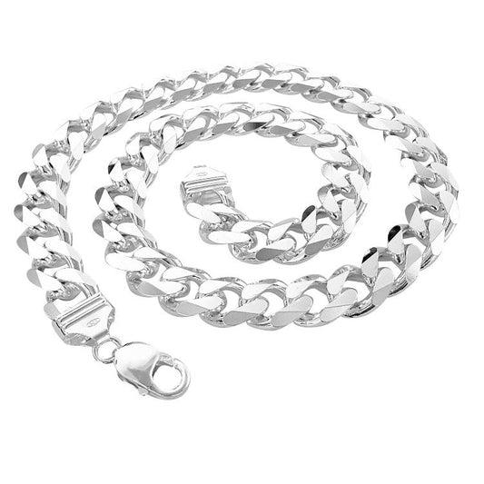 Mens 12mm Super Heavy Solid 925 Silver Curb Chain