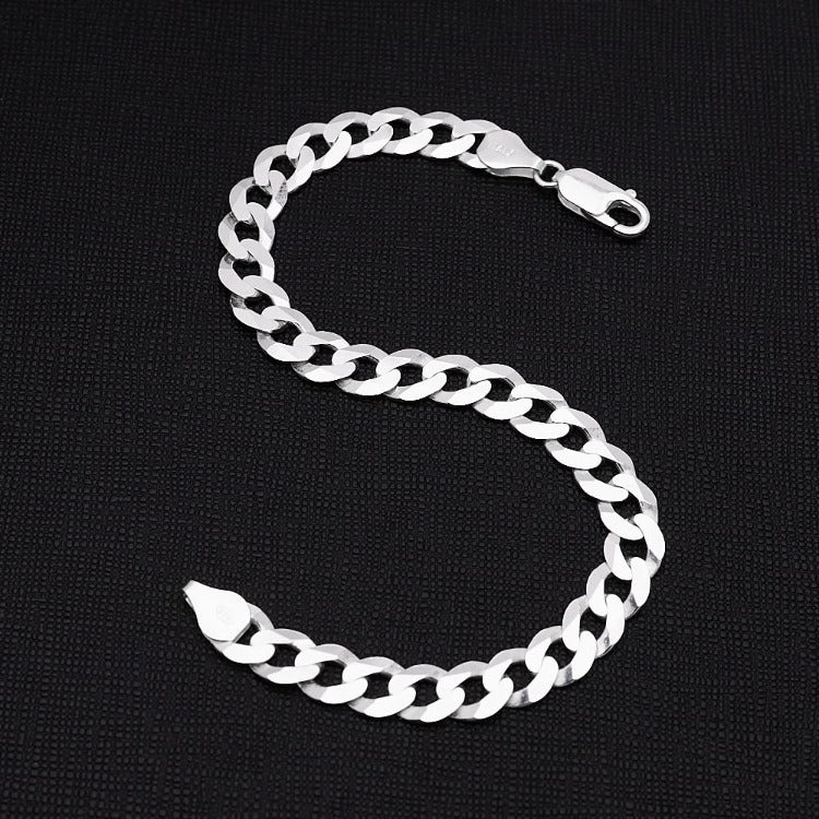  Silver Curb Chain Bracelet For Men