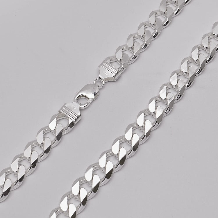 Mens 12mm Super Heavy Solid 925 Silver Curb Chain