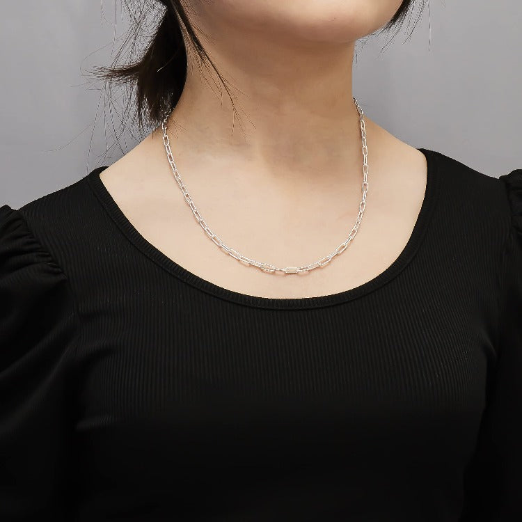 Women's Silver Paperclip Chain Necklace