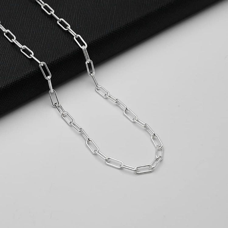 Women's Silver Paperclip Chain Necklace