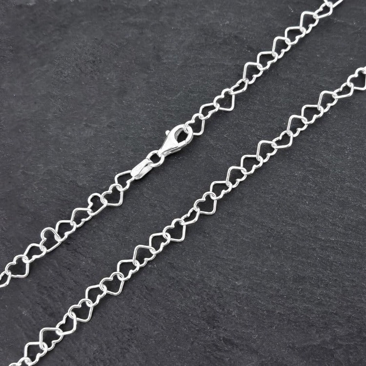 Women's Silver 925 Silver heart Links Chain