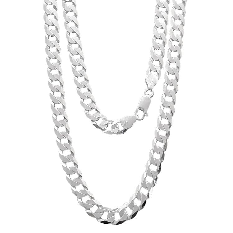 Silver 8mm Curb Chain For Men