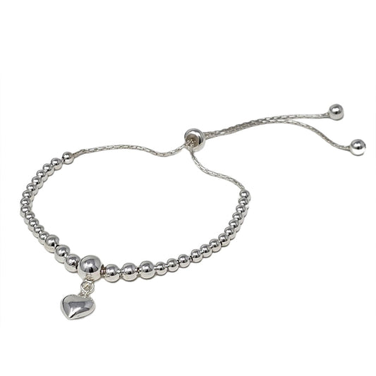 Women's 925 Sterling Silver Heart Chain Bracelet