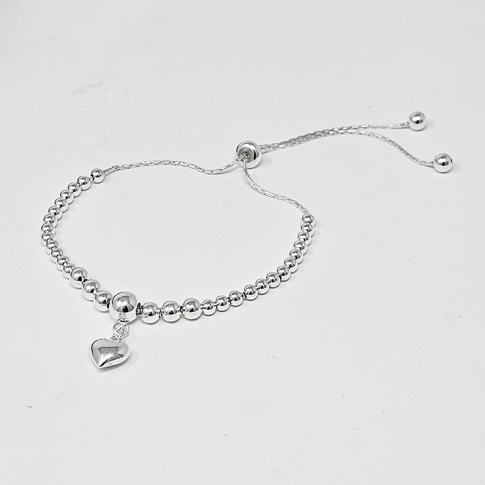 Women's 925 Sterling Silver Heart Chain Bracelet