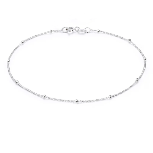 silver curb chain beaded  bracelet for women girls