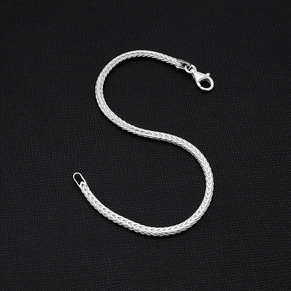 Mens, Womens Italian 925 Sterling Silver Foxtail Chain Bracelet, Lengths: 17.5cm or 18.5cm