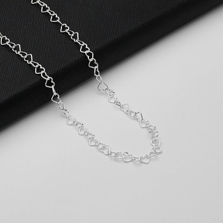 Women's Silver 925 Silver heart Links Chain