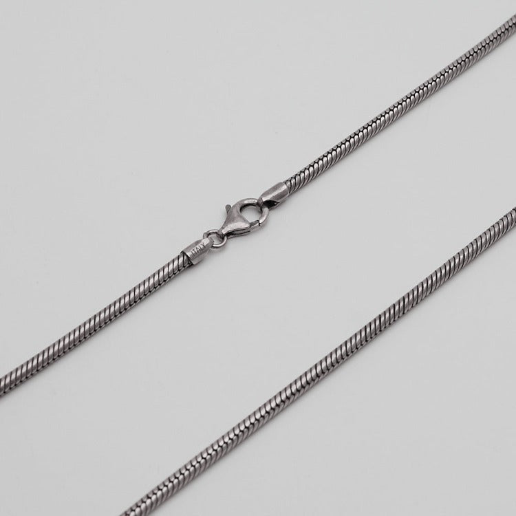 Men's, Women's Heavy 3.4mm Oxidised Silver Snake Chain Necklace 925 Sterling Silver