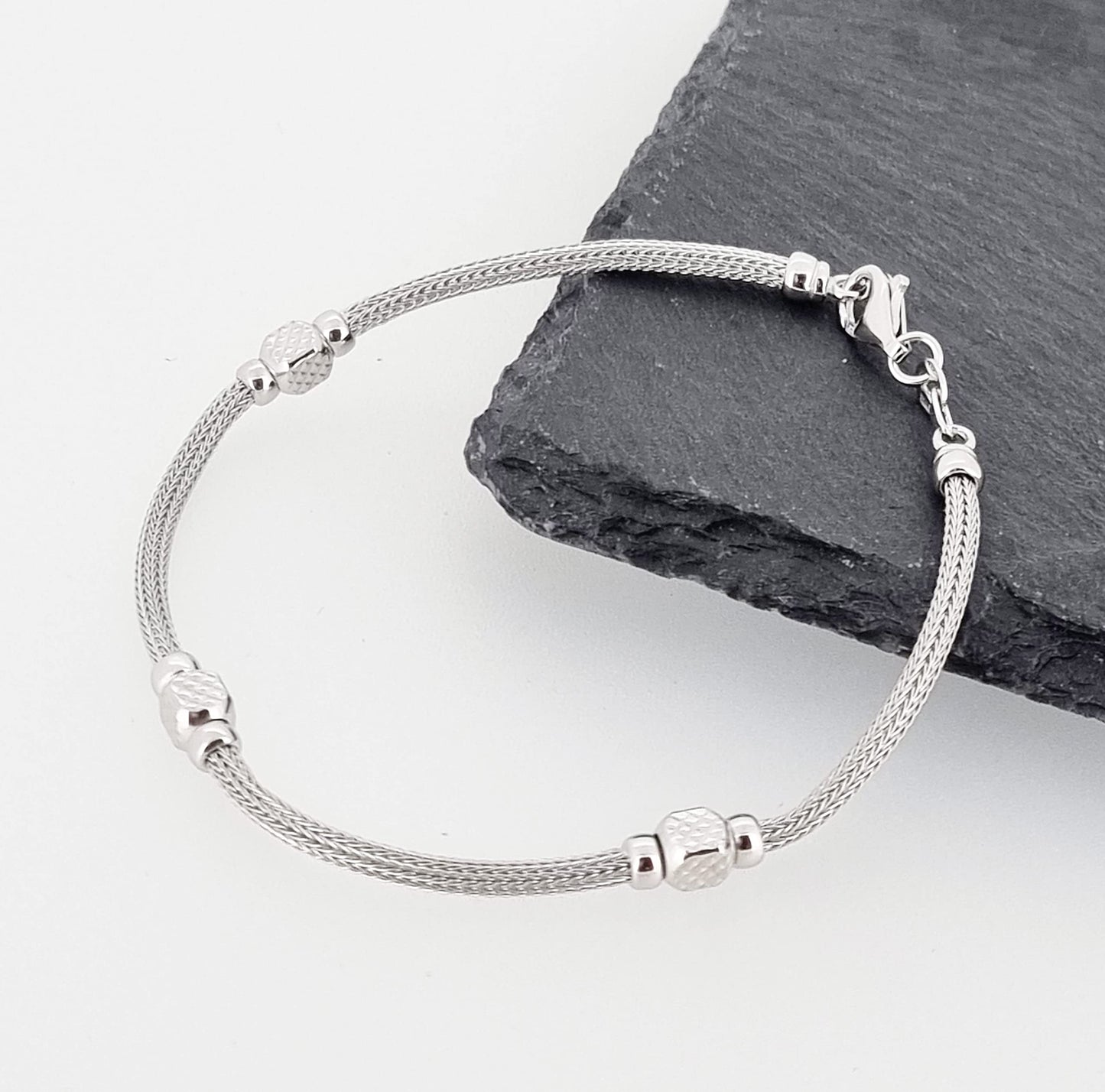 Classic Men And Women's Sterling Silver Chain Bracelet Made in Italy