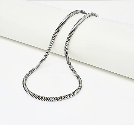 Men's, Women's Heavy 3.4mm Oxidised Silver Snake Chain Necklace 925 Sterling Silver