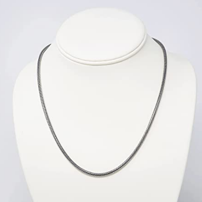 Men's, Women's Heavy 3.4mm Oxidised Silver Snake Chain Necklace 925 Sterling Silver