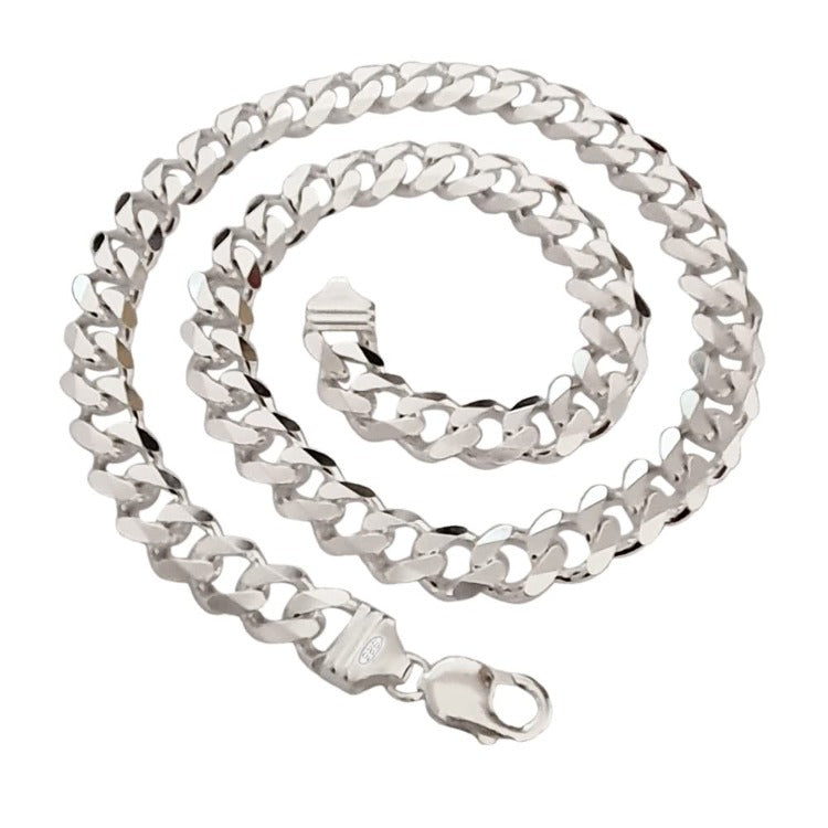 Mens 11.5mm Heavy Silver Curb Chain 