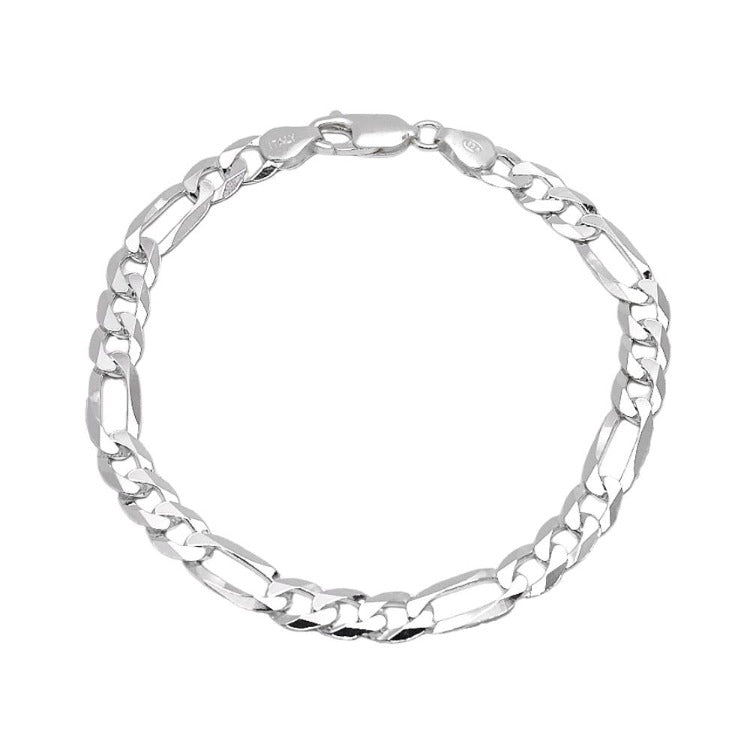 Men's Women's 925 Sterling Silver 6.2mm Figaro Chain Bracelet