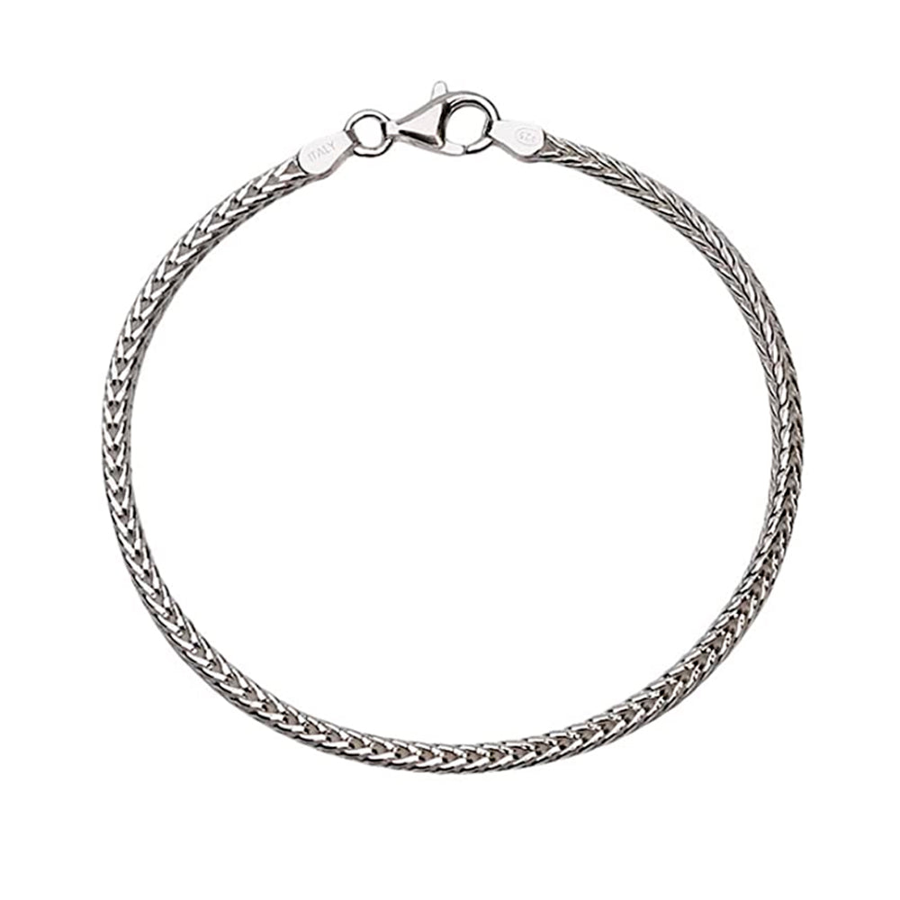 Womens Italian 925 Sterling Silver Foxtail Chain