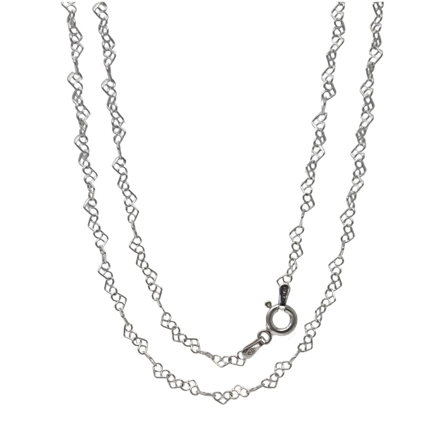 womens silver chain necklace heart links