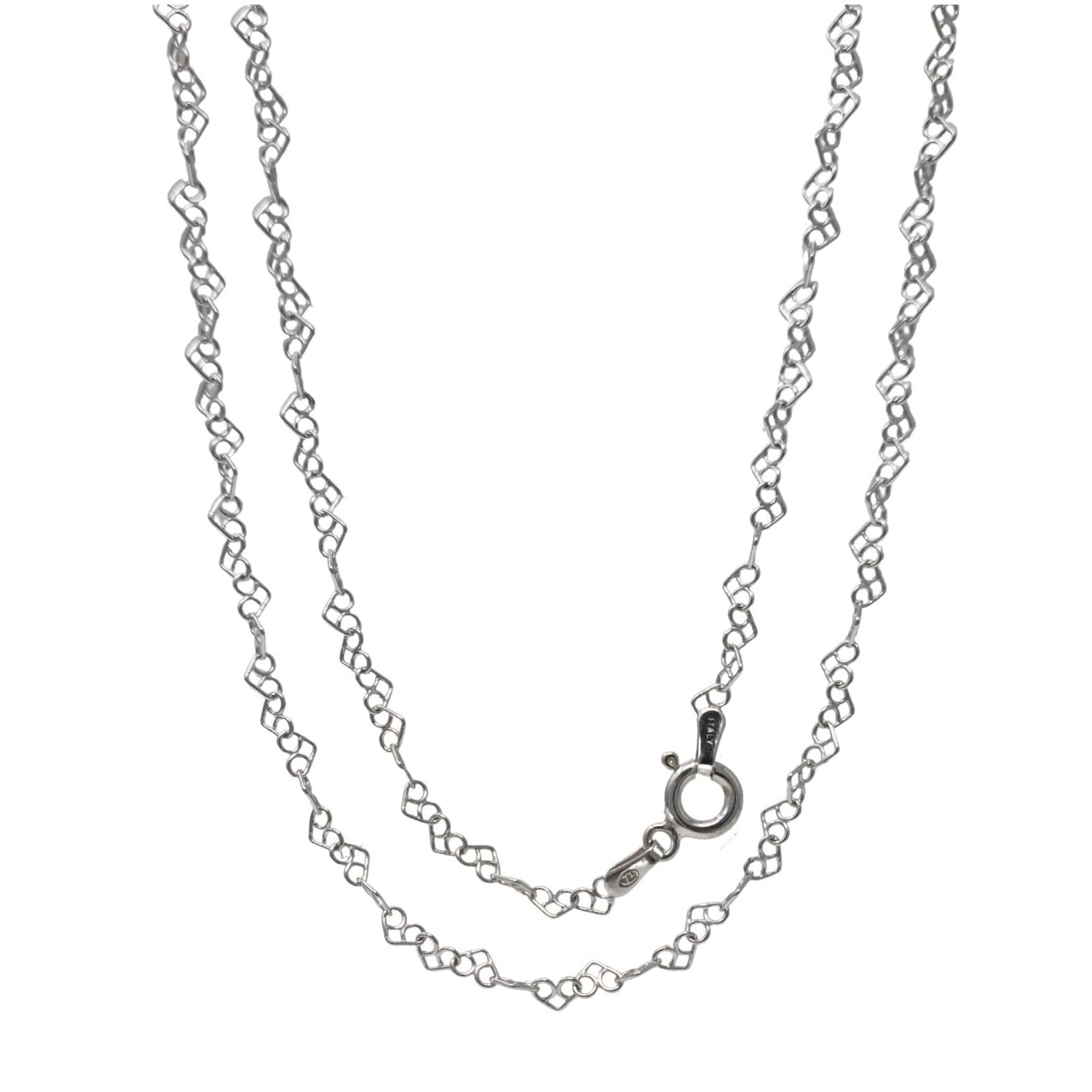 womens silver chain necklace heart links