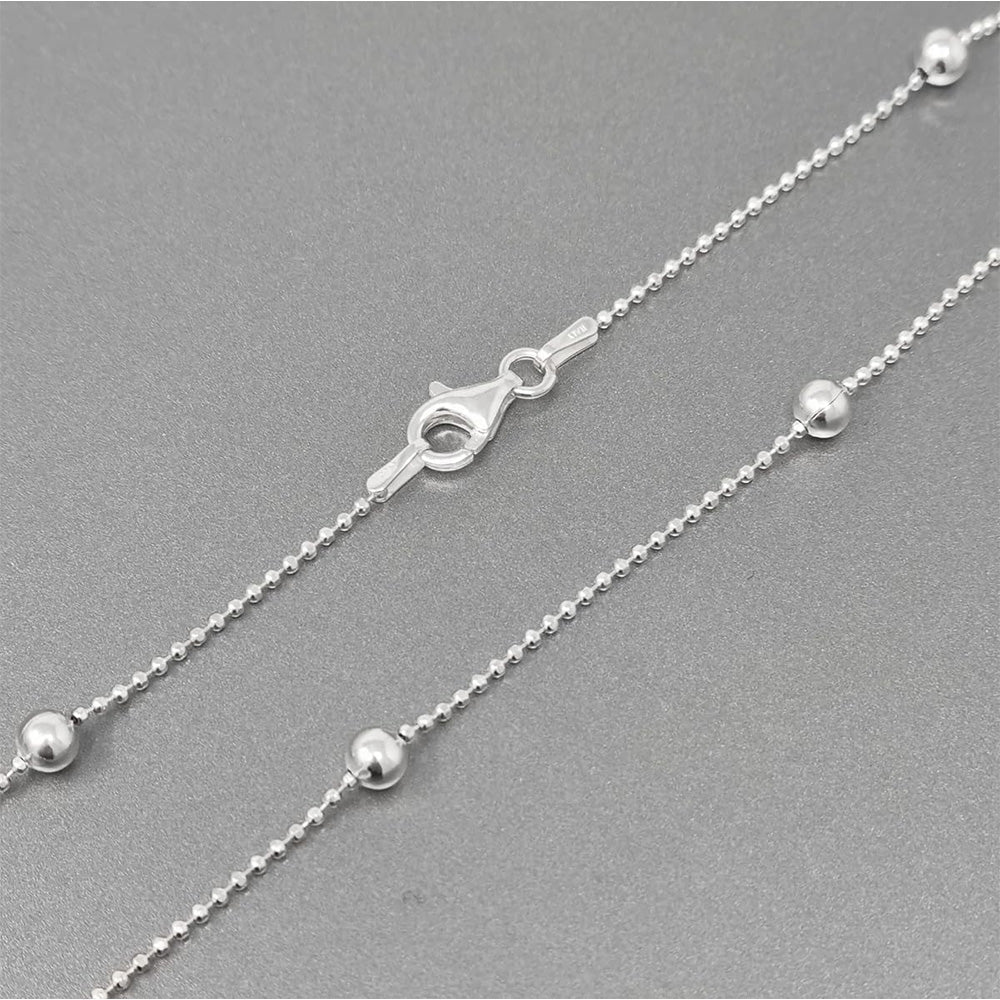 silver beaded chain for women 