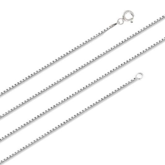 Mens Womens 1.1mm Silver Box Chain  Necklace