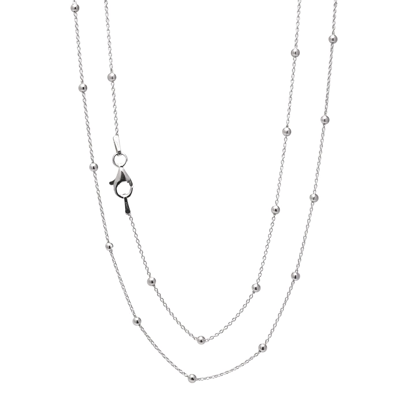 Women's 925 Sterling Silver Small Ball Beaded Stacking Chain Necklace