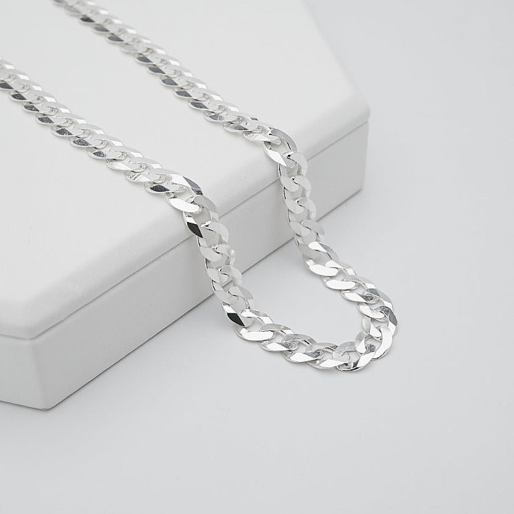 Silver 8mm Curb Chain For Men