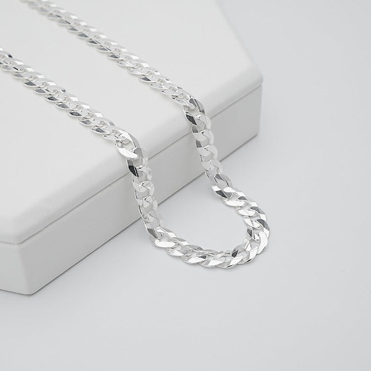 Men's, Women's 7mm Silver Curb Chain  