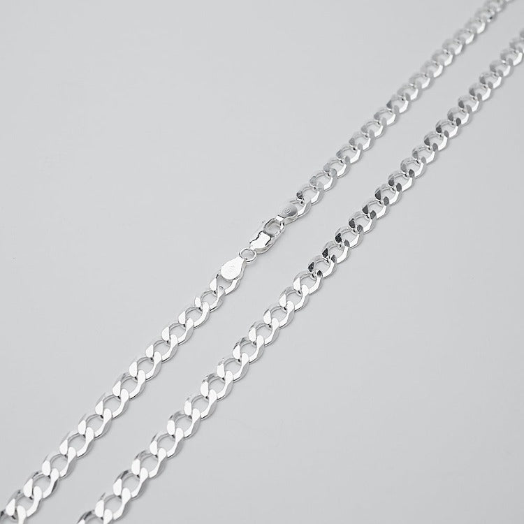 Mens Womens Chain Necklace Cuban Curb 925 Silver - Main Image