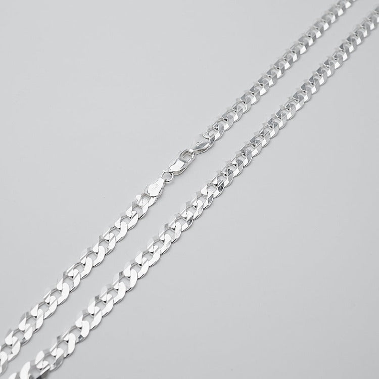 Men's, Women's 7mm Silver Curb Chain  