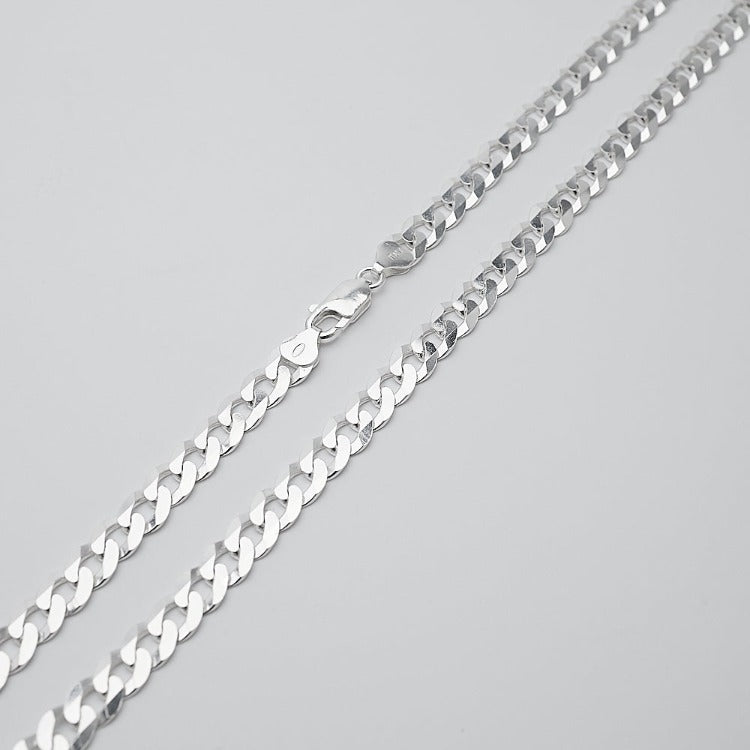 Silver 8mm Curb Chain For Men